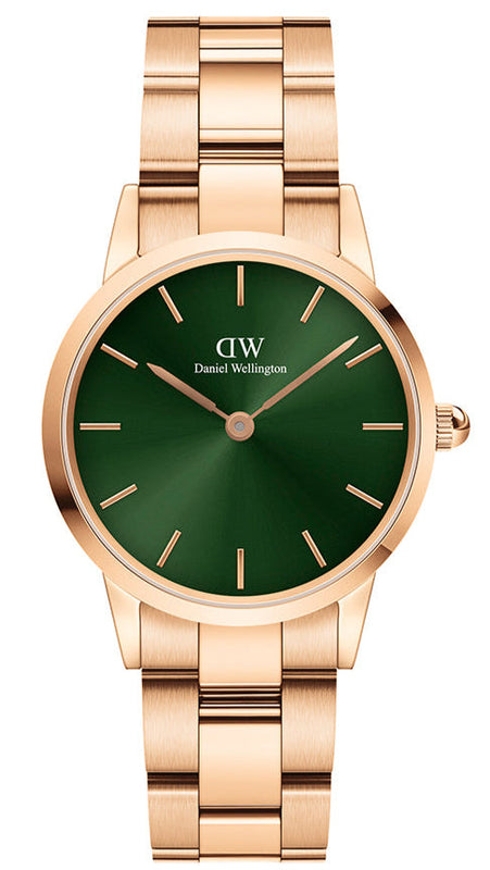 Daniel Wellington Iconic Link Emerald Green Dial Rose Gold Steel Strap Watch For Women - DW00100421