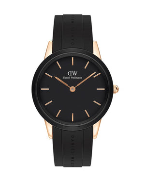 Daniel Wellington Iconic Motion Black Dial Rubber Strap Watch For Women - DW00100426
