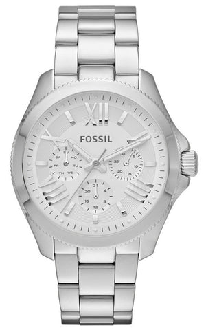 Fossil Cecile Multifunction Silver Dial Silver Steel Strap Watch for Women - AM4509