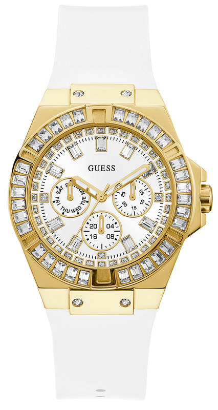 Guess Venus Diamonds White Dial White Rubber Strap Watch for Women - GW0118L5
