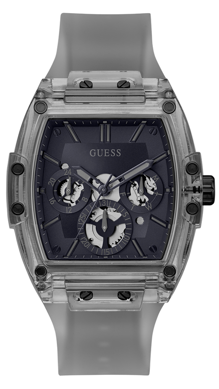 Guess Phoenix Multifunction Black Dial Grey Silicone Strap Watch For Men - GW0203G9