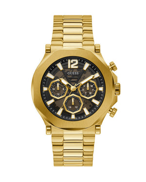 Guess Edge Chronograph Black Dial Gold Steel Strap Watch For Men - GW0539G2