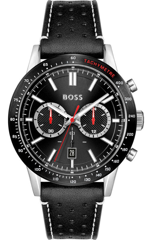 Hugo Boss Allure Black Dial Black Leather Strap Watch for Men - 1513920