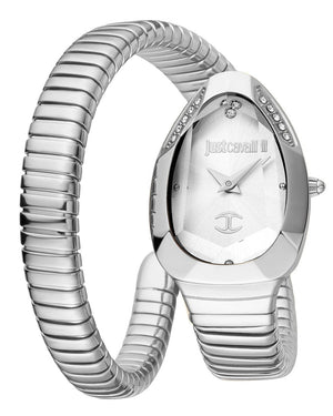 Just Cavalli Serpente Metallica Silver Dial Silver Steel Strap Watch for Women - JC1L208M0015