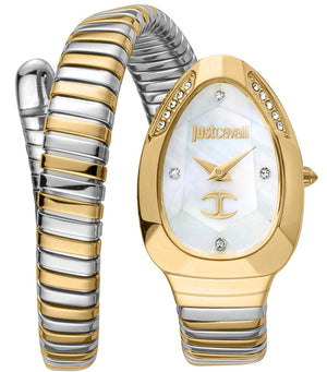 Just Cavalli Glam Evo 4 Mother of Pearl White Dial Two Tone Steel Strap Watch for Women - JC1L229M0065
