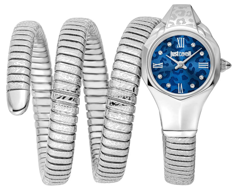 Just Cavalli Ravenna Blue Dial Silver Steel Strap Watch for Women - JC1L271M0015