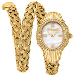 Just Cavalli Twined Mother of Pearl Dial Gold Steel Strap Watch for Women - JC1L305M0045