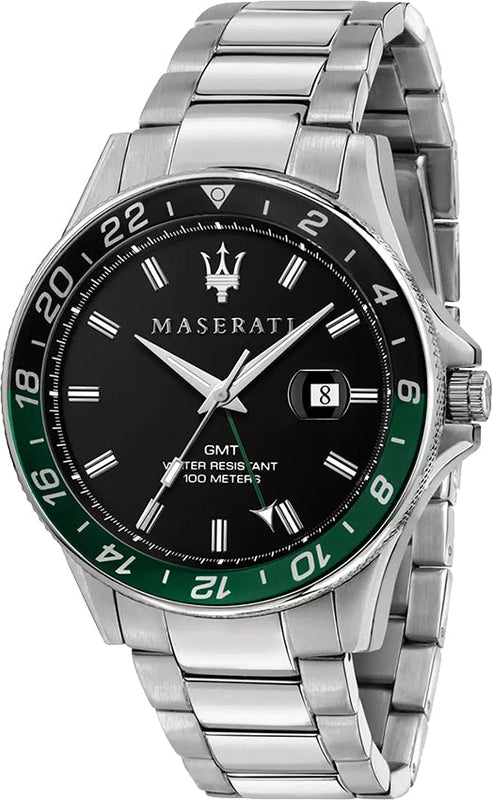 Maserati SFIDA Chronograph Black Dial Silver Steel Strap Watch For Men - R8853140005