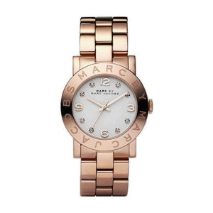 Marc Jacobs Amy White Dial Rose Gold Steel Strap Watch for Women - MBM3077