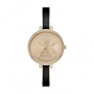 Michael Kors Jaryn Quartz Gold Dial Black Steel Strap Watch For Women - MK4544