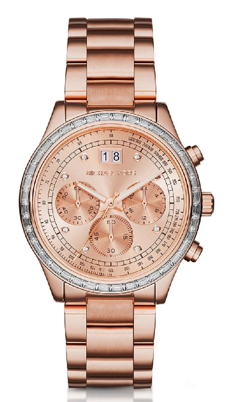 Michael Kors Brinkley Rose Gold Dial Rose Gold Steel Strap Watch for Women - MK6204