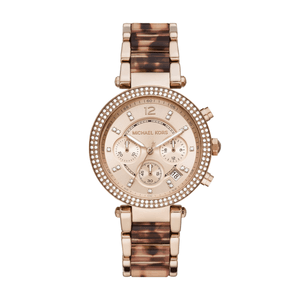 Michael Kors Parker Chronograph Rose Gold Dial Two Tone Steel Strap Watch For Women - MK6832