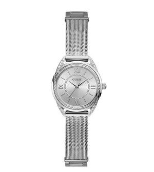 Guess Whisper Silver Dial Silver Mesh Bracelet Watch for Women - W1084L1