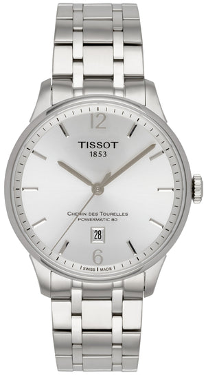 Tissot Chemin Des Tourelles Powermatic 80 Silver Dial Silver Steel Strap Watch For Men - T099.407.11.037.00