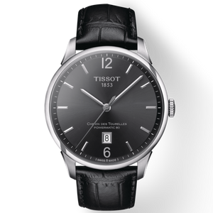 Tissot Chemin Des Tourelles Powermatic 80 Black Dial Black Leather Strap Watch For Men - T099.407.16.447.00