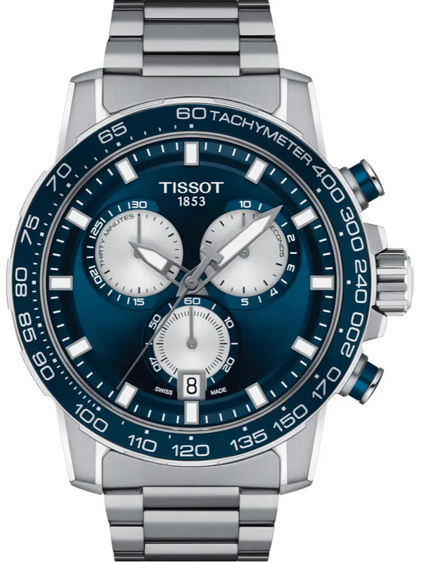 Tissot Supersport Chrono Blue Dial Silver Steel Strap Watch For Men - T125.617.11.041.00