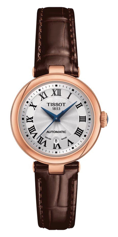 Tissot Bellissima Automatic Silver Dial Brown Leather Strap Watch For Women - T126.207.36.013.00