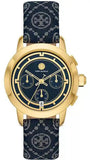 Tory Burch The Miller Chronograph Blue Dial Blue Jacquard Strap Watch for Women - TBW1038