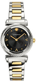 Versace V-Motif Black Dial Two Tone Steel Strap Watch for Women - VERE00518
