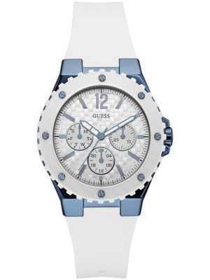 Guess Overdrive Chronograph White Dial White Rubber Strap Watch for Women - W0149L6
