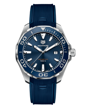 Tag Heuer Aquaracer Quartz Blue Dial Blue Rubber Strap Watch for Men - WAY101C.FC6153