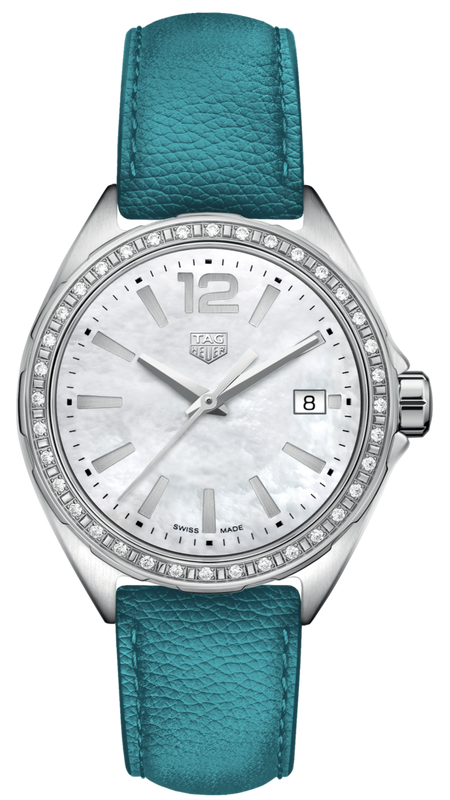 Tag Heuer Formula 1 Quartz Diamonds Mother of Pearl Dial Blue Leather Strap Watch for Women - WBJ131A.FC8256
