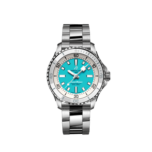 Breitling Superocean Automatic 36 Turquoise Dial Silver Steel Strap Watch for Men - A17377211C1A1