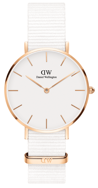 Daniel Wellington Classic Petite Dover White Dial White Nylon Strap Watch For Women - DW00100311