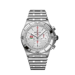 Breitling Chronomat B01 42 Six Nations England White Dial Silver Steel Strap Watch for Men - AB0134A71A1A1
