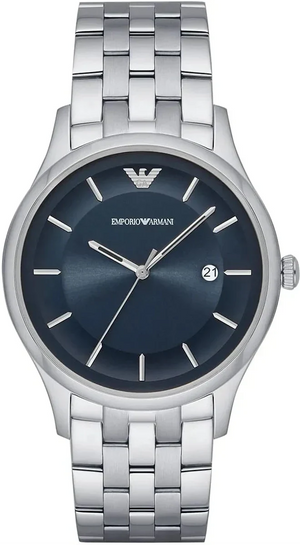 Emporio Armani Lambda Blue Dial Silver Steel Strap Watch for Men - AR11019