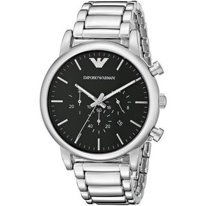 Emporio Armani Luigi Black Dial Silver Steel Strap Watch For Men - AR1894