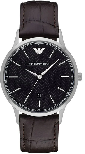 Emporio Armani Renato Large Black Dial Brown Leather Strap Watch for Men - AR2480