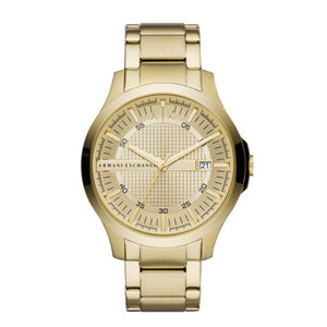 Armani Exchange Hampton Chronograph Gold Dial Gold Steel Strap Watch For Men - AX2415