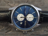 Hugo Boss Jet Blue Dial Black Leather Strap Watch for Men - 1513283