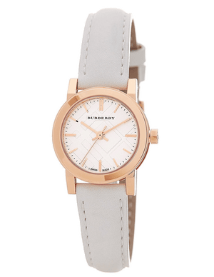 Burberry The City White Dial White Leather Strap Watch for Women - BU9209