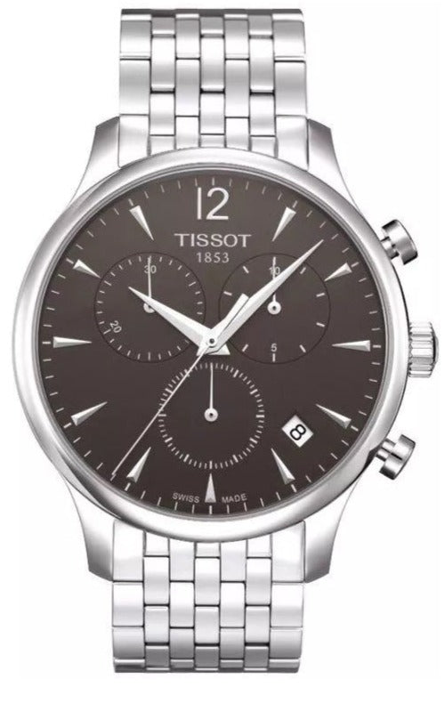 Tissot T Classic Tradition Chronograph Black Dial Silver Steel Strap Watch For Men - T063.617.11.057.00