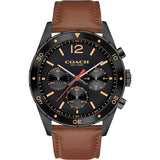 Coach Sullivan Chronograph Black Dial Brown Leather Strap Watch for Men - 14602070