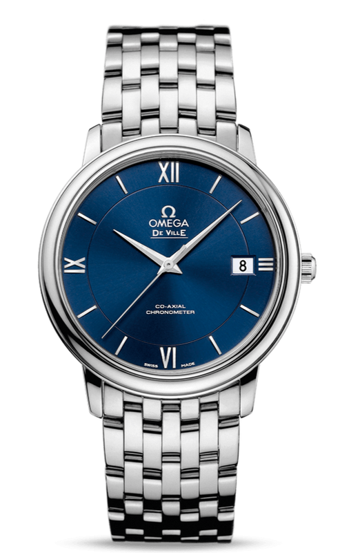 Omega De Ville Prestige Co-Axial Orbis Blue Dial Silver Steel Strap Watch for Men - 424.10.40.20.03.001