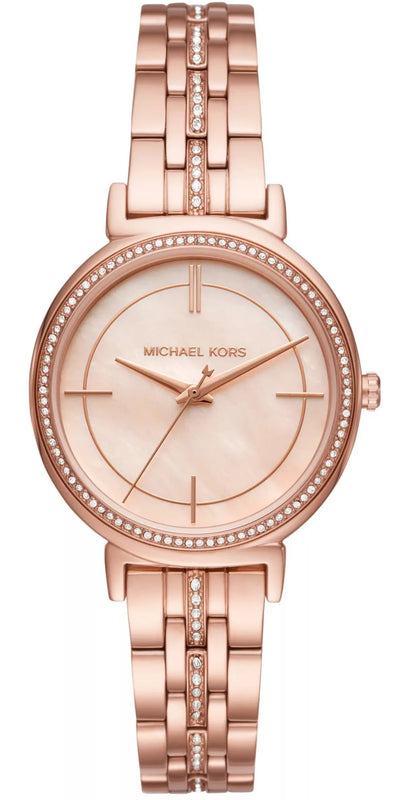 Michael Kors Cinthia Mother of Pearl Rose Gold Dial Rose Gold Steel Strap Watch for Women - MK3643