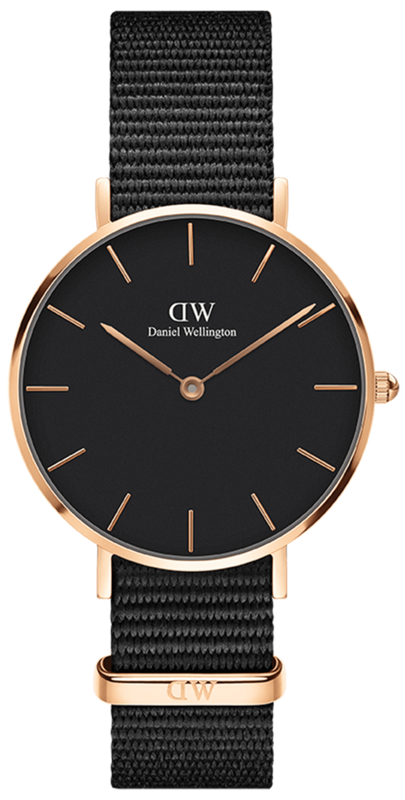 Daniel Wellington Classic Bayswater Black Dial Black NATO Strap Watch For Women - DW00100281