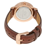 Daniel Wellington Classy St Mawes White Dial Brown Leather Strap Watch For Women - DW00100075