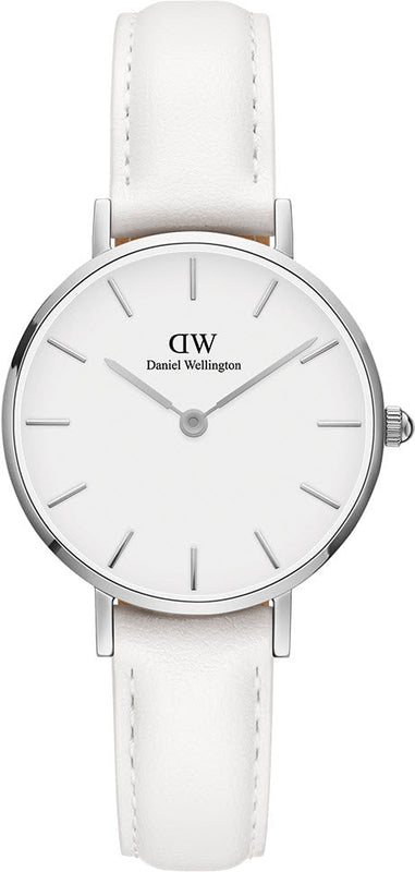 Daniel Wellington Petite Bondi White Dial White Leather Strap Watch For Women - DW00100250