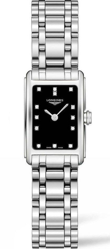Longines Dolcevita Black Dial Silver Steel Strap Watch for Women - L5.258.4.57.6