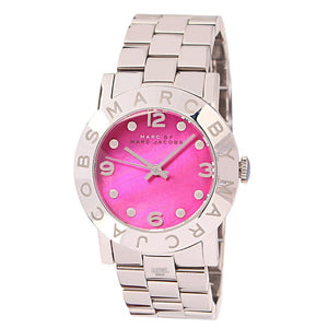 Marc Jacobs Amy Pink Dial Silver Steel Strap Watch for Women - MBM8623