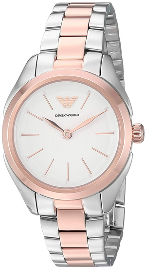 Emporio Armani Analog White Dial Two Tone Steel Strap Watch For Women - AR11029
