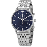 Emporio Armani Gianni Chronograph Blue Dial Silver Steel Strap Watch For Men - AR80013