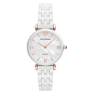 Emporio Armani Ceramica Mother of Pearl Dial White Ceramic Strap Watch For Women - AR1486