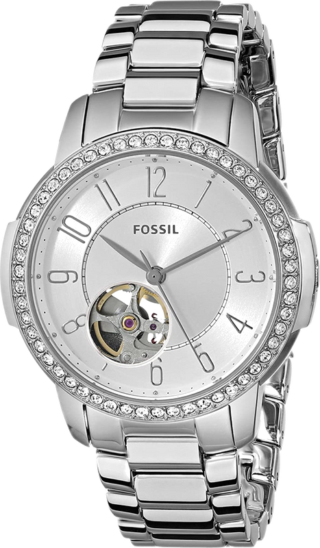 Fossil Architect Automatic Silver Dial Silver Steel Strap Watch for Women - ME3057