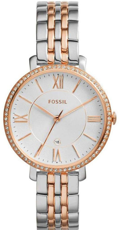 Fossil Jacqueline White Dial Two Tone Steel Strap Watch for Women - ES3634