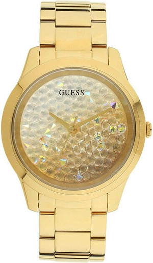 Guess Crush Gold Dial Gold Steel Strap Watch For Women - GW0020L2